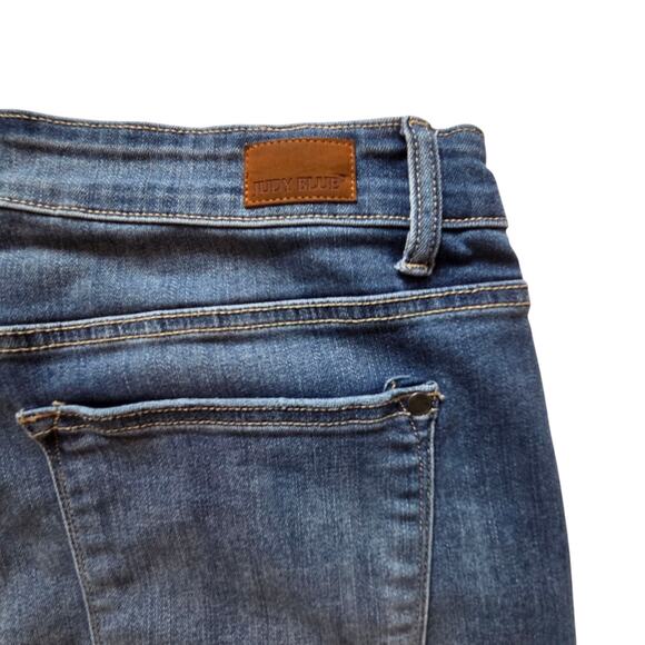 Judy Blue Button Fly Denim Shorts sz 2XL Jean Rolled Cuff Stretch - Picture 6 of 9